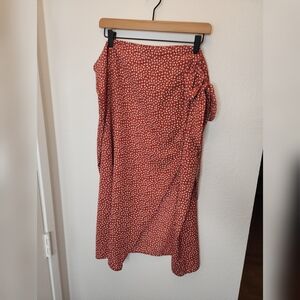 SHEIN Rust Floral Asymmetrical Wrap Midi Skirt